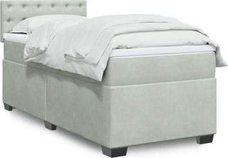 vidaXL Vidaxl - Cama Box Spring Con Colch&oacute;n Terciopelo Gris Claro 90x190 Cm