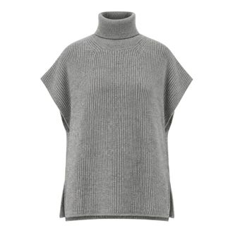 Max Mara Gilet van wol en kasjmier met Engelse ribbel - Dames - Truien - Grijs - Maat: M Wol