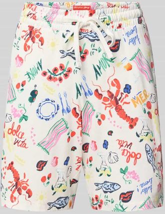 Christian Berg Pyjama-Shorts im Allover-Look mit elastischem Bund in Offwhite, Gr&ouml;&szlig;e XXL