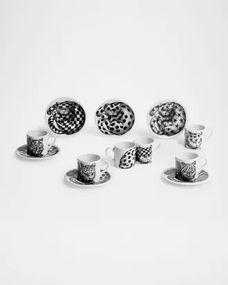 Fornasetti High Fidelity Coffee Cups, Set of 6