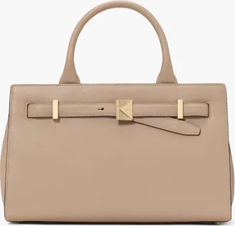 Kate Spade New York Womens Deco Medium Satchel Bag in Grey | Pebble Leather