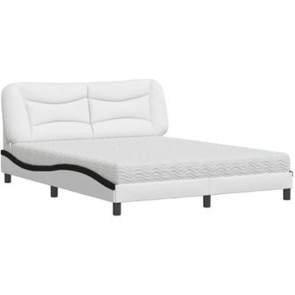 vidaXL Cama Con Colch&oacute;n Hvar Cuero Sint&eacute;tico Blanco Y Negro 160x200 Cm Vidaxl