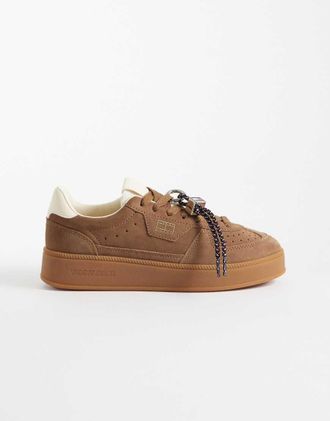 Tommy Jeans Greenwich Max - Sneakers in vero camoscio color cuoio-Marrone