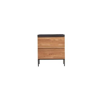 Tikamoon Mueble de ba&ntilde;o de roble macizo y piedra de lava de 80 cm
