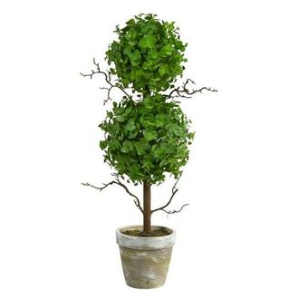 Nearly Natural 2-ft Eucalyptus Double Ball Topiary Artificial Tree in Green at Nordstrom