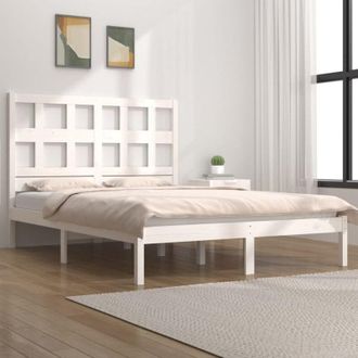 vidaXL Estructura De Cama Sin Colch&oacute;n Madera Maciza Blanca 120x190 Cm Vidaxl