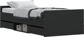 vidaXL Estructura de cama con cabecero piecero negro 90x190 cm vidaXL