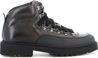 Doucal's Enkellaars van leer met rubberen details - Heren - Veterlaarzen - Grijs - 41 EU - Leer - Schoenen