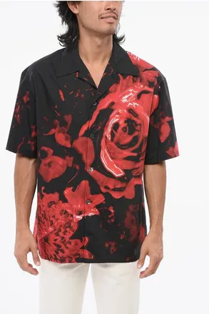 Alexander McQueen Two-Tone Short-Sleeve Shirt with Chest Pocket size 42