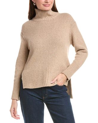Lafayette 148 New York Mock Neck Drop Shoulder Cashmere-Blend Sweater