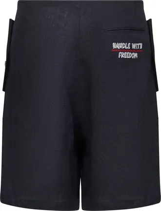 Holy Caftan Mens Bermuda Shorts Forever Dolphin Blue Linen