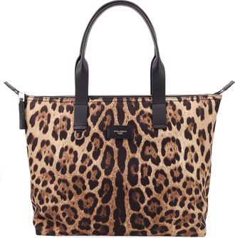 Dolce & Gabbana Nylon Shoulder Bag With Animalier Print