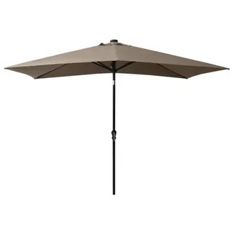 Berkfield Home Parasol with LEDs & Steel Pole Taupe 2x3 m