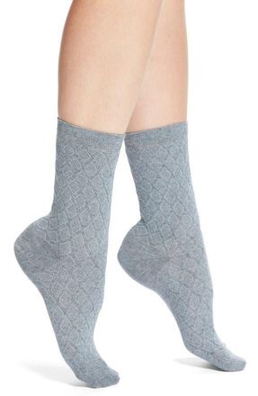 Elie Tahari Ruched Diamond Texture Trouser Socks in Medium Grey Heather at Nordstrom