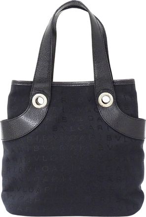 Bulgari Black Canvas Handbag Tote Bag (Pre-Owned)