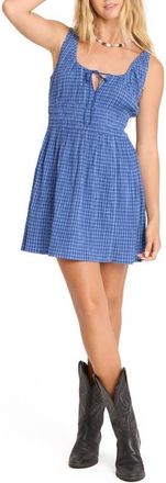 Billabong Twilight Dreamer Gingham Smocked Minidress in True Navy at Nordstrom, Size X-Large