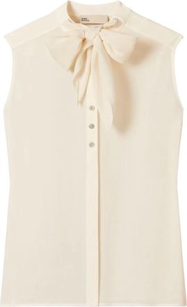 Tory Burch Mouwloze Blouse met Strik - Dames - Tops zonder mouwen - Beige - XS - Tops
