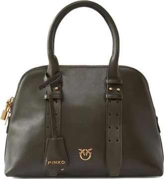 Pinko Pinko, Tassen, Dames, Bruin, ONE Size, Leer, Bowling Bag Medium
