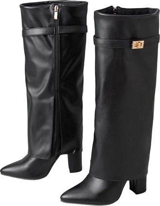 Generic Womens Designer Pointed Toe Knee High Boots Elegant Dress Long Shoes