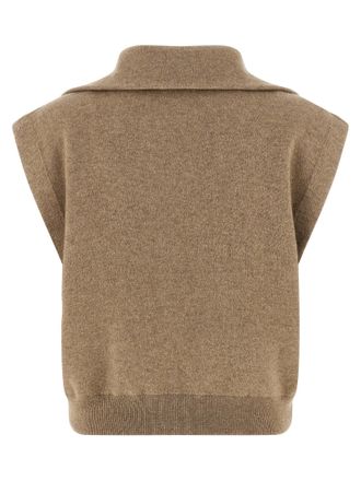 Brunello Cucinelli Womens Beige Cashmere Sleeveless Jacket Clothing