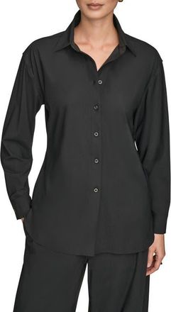 DKNY Front Button Shirt in Black at Nordstrom, Size X-Small