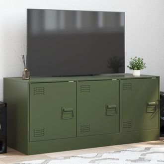vidaXL Vidaxl - Mueble De Tv De Acero Verde Oliva 99x39x44 Cm