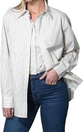 Greylin Beatrix Twofer Stripe Oversized Shirt In White