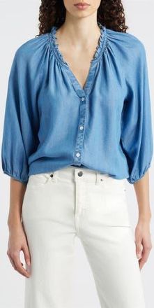 Beach Lunch Lounge Winslow Chambray Peasant Top in Peasant Style Snap at Nordstrom Rack, Size X-Small
