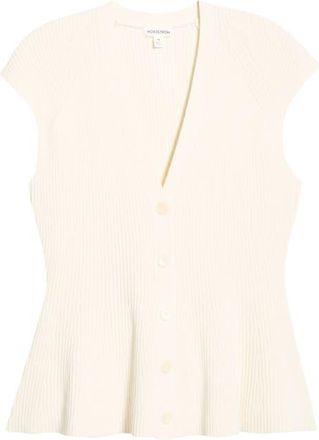 Nordstrom Cap Sleeve Peplum Cardigan in Ivory Tofu at Nordstrom, Size 1 X