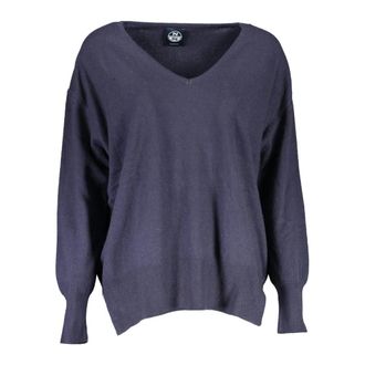 North Sails Blauwe Longsleeve Top - Dames - V-hals truien - Blauw - S - Truien & Vesten