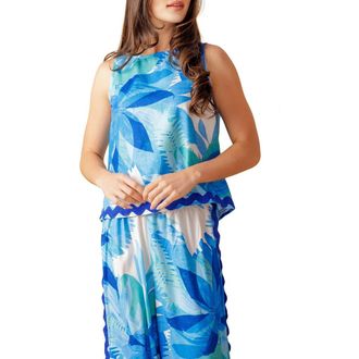 Flying Tomato Woven Sleeveless Top in Blue Multi at Nordstrom Rack, Size Medium