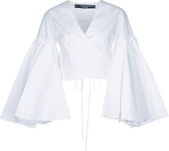 Jacquemus White Solid V Neck Top