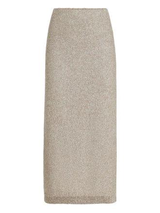 Brunello Cucinelli elastic-waistband midi skirt - Neutrals