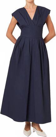 Rosie Assoulin In Full Bloom Dress In Navy - Cotton Taffeta
