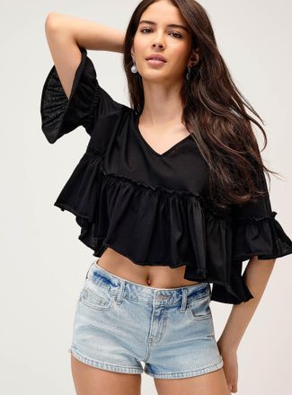 Twik Womens Ruffled bohemian T-shirt