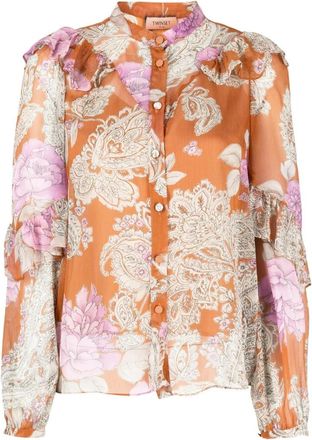 Twinset Long Sleeve Tops - Dames - Overhemden - Veelkleurig - XS - Polyester - Overhemden