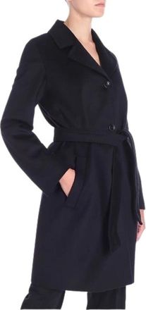 Max Mara Sarzana wollen jas - Dames - Trenchcoats - Blauw - L - Wol - Jassen