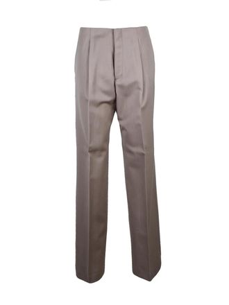 Alberta Ferretti High-Waisted Straight-Leg Trousers with Pleat Detail