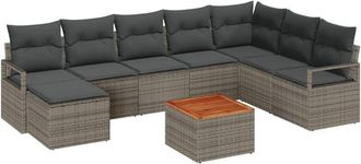 vidaXL Vidaxl - Conjunto De Sof&aacute; De Jard&iacute;n 9 Pcs Gris