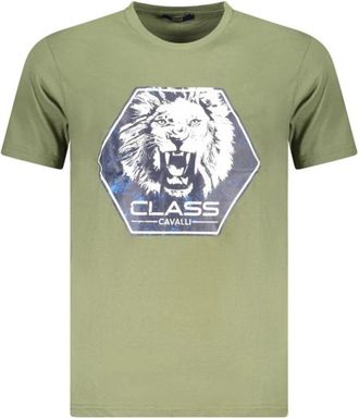 Cavalli T-shirt met ronde hals - Heren - T-shirts - Groen - L - Katoen - Tops