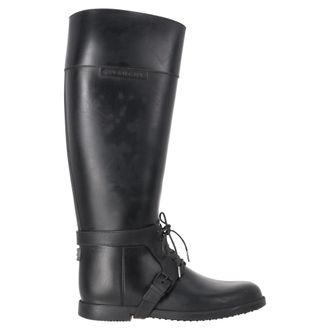 Givenchy Pre-owned Womens Lace-Up Accent Knee-High Rain Boots in Black Rubber - Size EU 40