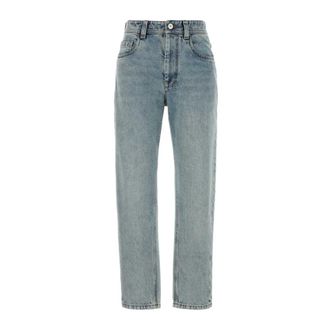 Brunello Cucinelli Ma095P5319 Baggy Tapered Trousers - female - Brunello Cucinelli - Straight Fit Jeans - Blue - S - Jeans