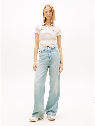 Tommy Hilfiger Womens Tommy Jeans High-Rise Wide Leg Jean - Blue - 27W x LongL