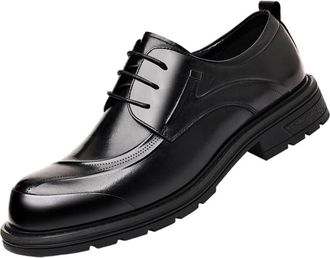 Generic Mens Breathable Dress Shoes Formal Business Oxfords Wedding Banquet Shoes for Suit Gentleman Style Versatile Leather Footwear(8.5) Black