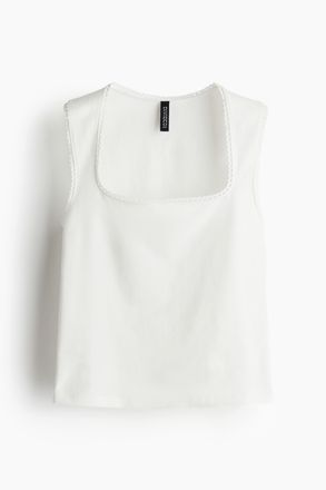 H&M Tanktop mit Picot-Besatz - White