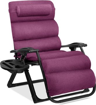Best Choice Products Oversized Zero Gravity Chair, Folding Recliner w/ Removable Cushion, Side Tray