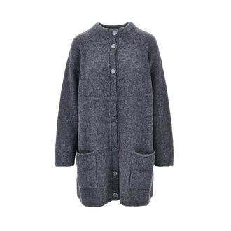Emporio Armani Cardigan lungo in misto alpaca - - Knitwear - Donna - Grigio - M