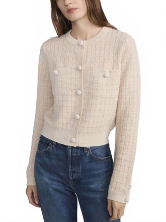 Frame Denim Lurex Check Cardigan In Cream