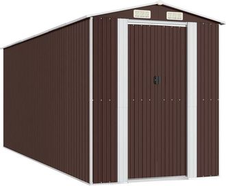 vidaXL Cobertizo Jard&iacute;n Acero Galvanizado Marr&oacute;n Oscuro 192x523x223 Cm Vidaxl