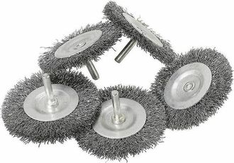 OEM Juego De 5 Cepillos De Disco De Alambre De Acero De 75 Mm Con V&aacute;stago De 6 Mm Para Metal Y Piedra - Ideal Para Decapar, Desengrasar, Raspar Y Limpiar